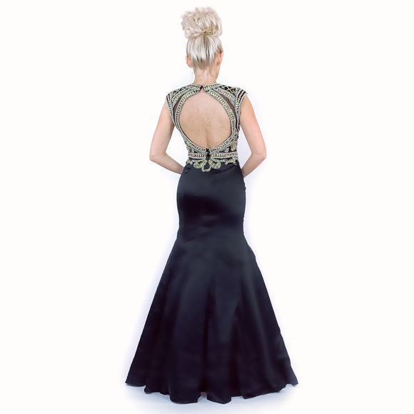 Black Classy Mermaid Evening Gown Prom Dress - Picture 4 of 8